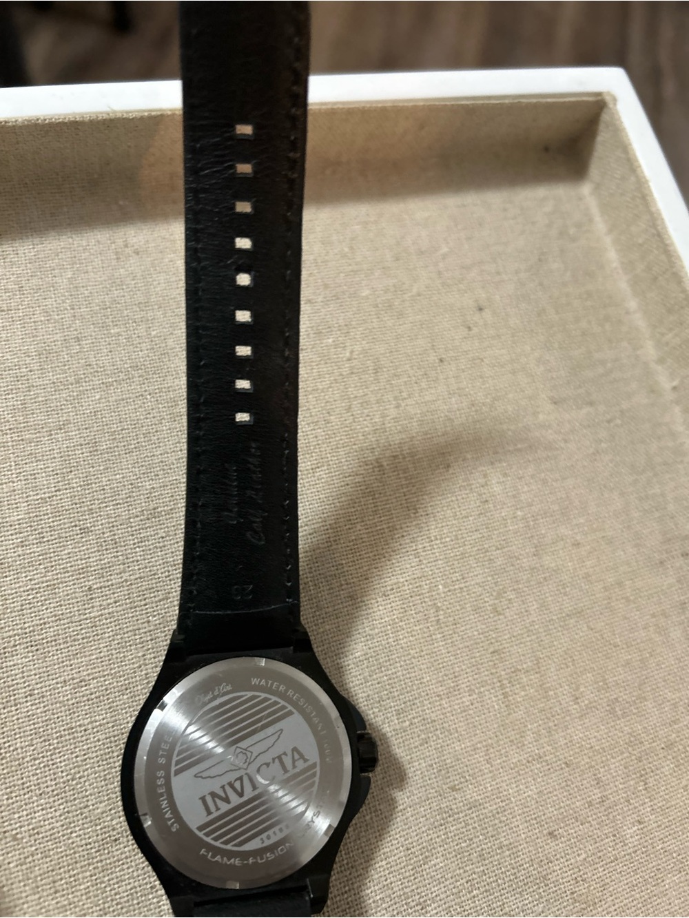 Black Men’s Day-Date Wristwatch with Leather Strap - Picture 7 of 8